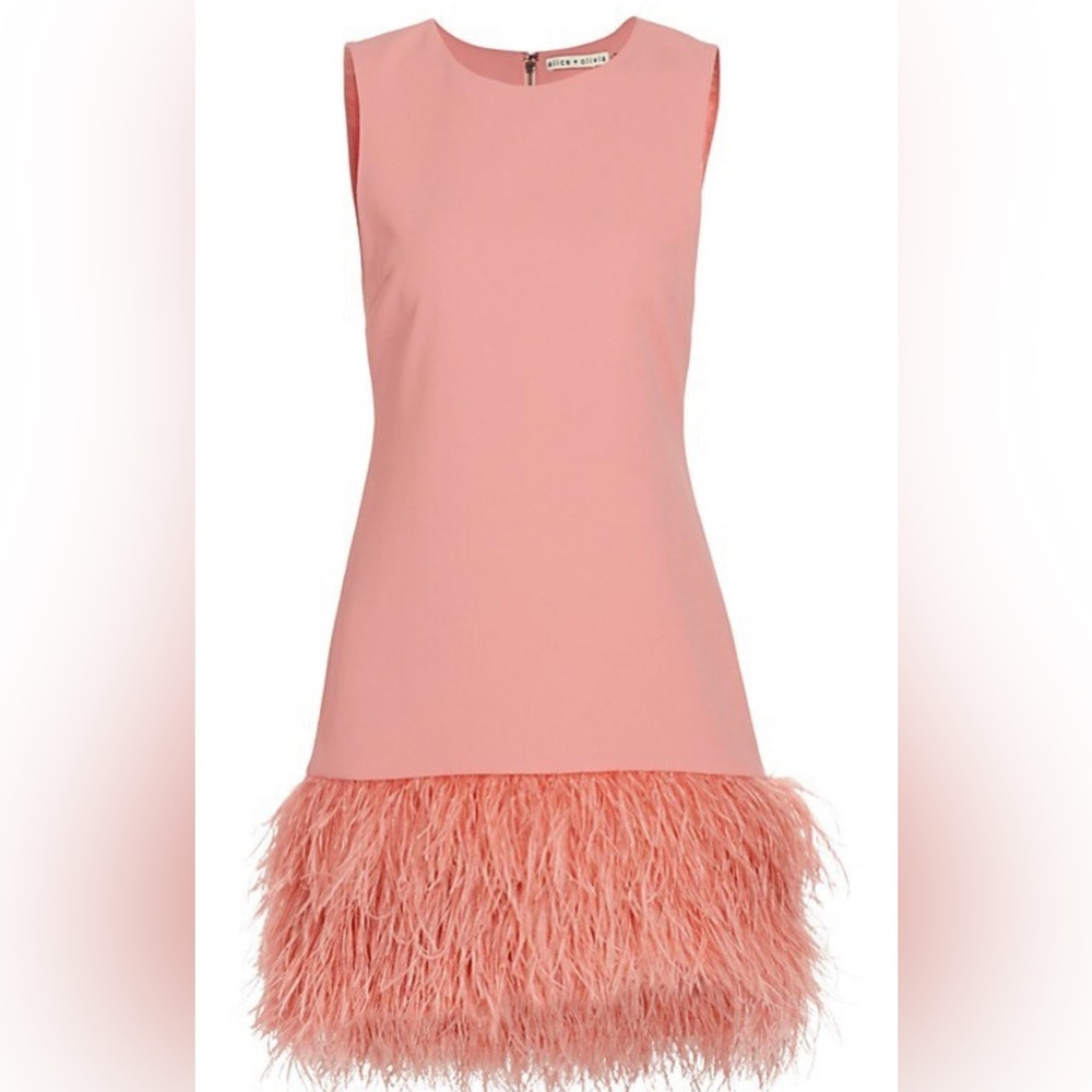 OLEY FEATHER TRIM MINI DRESS